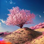 Firefly_A+flowering sakura tree growing in the middle of a hill in the desert_vibrant_colors,d...jpg